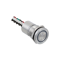 MEYERTEC MT-PS19P10Z31RG — Пьезокнопка, D19 мм, подсветка кольцом (красная/зеленая), 7-проводная (общий катод), NO, с фиксацией, 24В