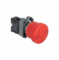 MEYERTEC MTB2-BSC42 — Кнопка грибовидная аварийной остановки с окном, красная, 40 мм, возврат поворотом с фиксацией, 1NC, IP65, металл