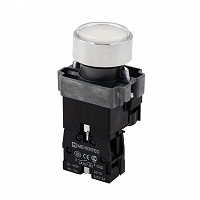 MEYERTEC MTB2-BWF3161 — Кнопка плоская белая с подсветкой, 220V AC/DC, 1NO, IP67, металл