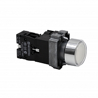 MEYERTEC MTB2-BWF3161 — Кнопка плоская белая с подсветкой, 220V AC/DC, 1NO, IP67, металл