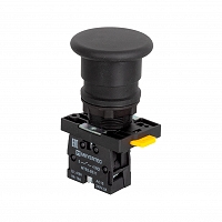 MEYERTEC MTB2-EC21 — Кнопка грибовидная черная, 40 мм, пружиный возврат, 1NO, IP54, пластик