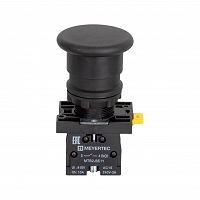 MEYERTEC MTB2-EC21 — Кнопка грибовидная черная, 40 мм, пружиный возврат, 1NO, IP54, пластик