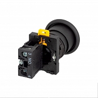 MEYERTEC MTB2-EC21 — Кнопка грибовидная черная, 40 мм, пружиный возврат, 1NO, IP54, пластик