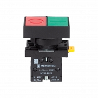MEYERTEC MTB2-ELZ1583 — Кнопка двойная плоская, красная/зеленая, маркировка "I+O", 1NO+1NC, IP40, пластик