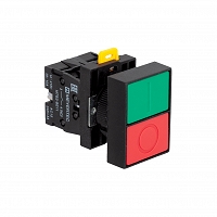 MEYERTEC MTB2-ELZ1583 — Кнопка двойная плоская, красная/зеленая, маркировка "I+O", 1NO+1NC, IP40, пластик