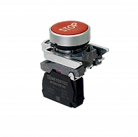 MEYERTEC MTB4-BA41622 — Кнопка плоская красная, маркировка "STOP", 1NС, IP65, металл