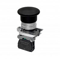 MEYERTEC MTB4-BC21 — Кнопка грибовидная черная, 40 мм, пружиный возврат, 1NO, IP65,металл