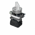 Переключатель на 2 положения с фиксацией и подсветкой, белый, 1NO, 24V AC/DC, IP65, металл MEYERTEC MTB4-BK21711