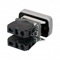 MEYERTEC MTB4-BL2633 — Кнопка двойная плоская, зеленая, маркировка "I+II", 2NO, IP65, металл