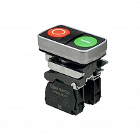 MEYERTEC MTB4-BL8325 — Кнопка двойная плоская, красная/зеленая, маркировка "I+O", 1NO+1NC, IP65, металл