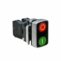 MEYERTEC MTB4-BL8325 — Кнопка двойная плоская, красная/зеленая, маркировка "I+O", 1NO+1NC, IP65, металл
