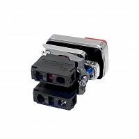 MEYERTEC MTB4-BL8425 — Кнопка двойная выступающая, красная/зеленая, маркировка "I+O", 1NO+1NC, IP65, металл