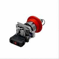 MEYERTEC MTB4-BS142 — Кнопка грибовидная аварийной остановки с ключом, красная, 40 мм, возврат поворотом с фиксацией, 1NC, IP65, металл