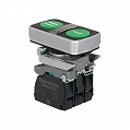 Кнопка двойная плоская с подсветкой, зеленая, маркировка 'I+II', 2NO, 24V AC/DC, IP65, металл MEYERTEC MTB4-BW26315