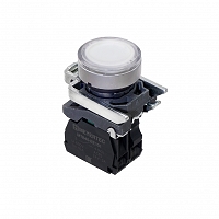 MEYERTEC MTB4-BW31713 — Кнопка белая с подсветкой, 1NO, 220V AC/DC, IP65, металл
