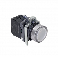 MEYERTEC MTB4-BW31713 — Кнопка белая с подсветкой, 1NO, 220V AC/DC, IP65, металл