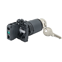 MEYERTEC MTB5-AG21 — Переключатель с ключом на 2 положения с фиксацией, 1 выемка, 1NO, IP65, пластик