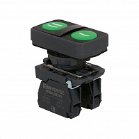 MEYERTEC MTB5-AL2633 — Кнопка двойная плоская, зеленая, маркировка "I+II", 2NO, IP65, пластик