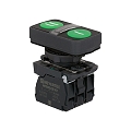 Кнопка двойная плоская с подсветкой, зеленая, маркировка 'I+II', 2NO, 24V AC/DC, IP65, пластик MEYERTEC MTB5-AW26315