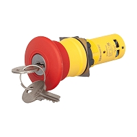 MEYERTEC MTB8-ES142 — Кнопка грибовидная красная с ключом, c фиксацией, 1 выемка, D40 мм, 1NC, IP65, пластик