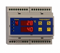 ТЕРМОДАТ 08К3-6U — Четырехканальный ПИД-регулятор температуры, аварийный сигнализатор и позиционный регулятор со светодиодными индикаторами